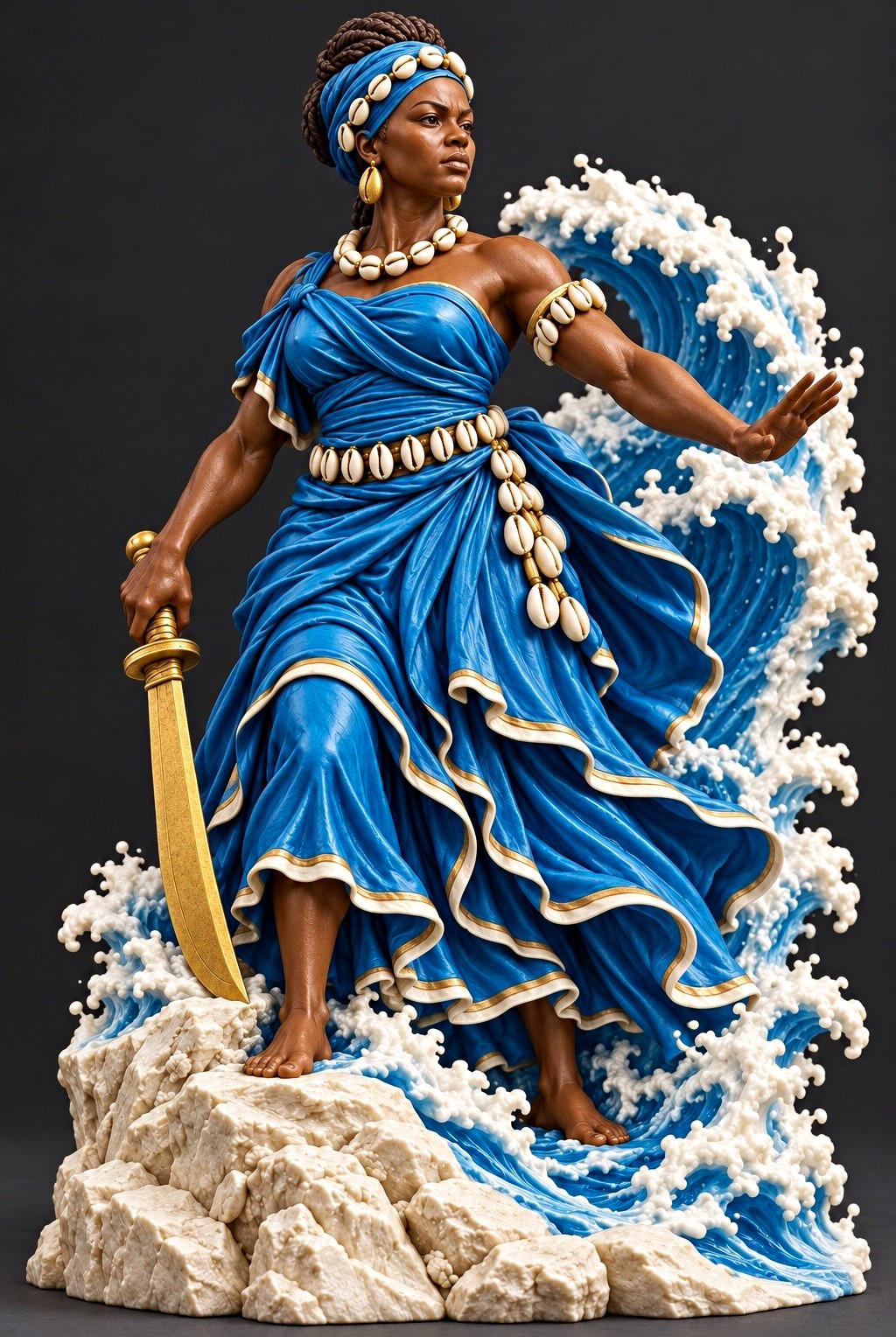 Yemaya Okute 10 Inch Filament 3D Printed Statue | Ocean Warrior