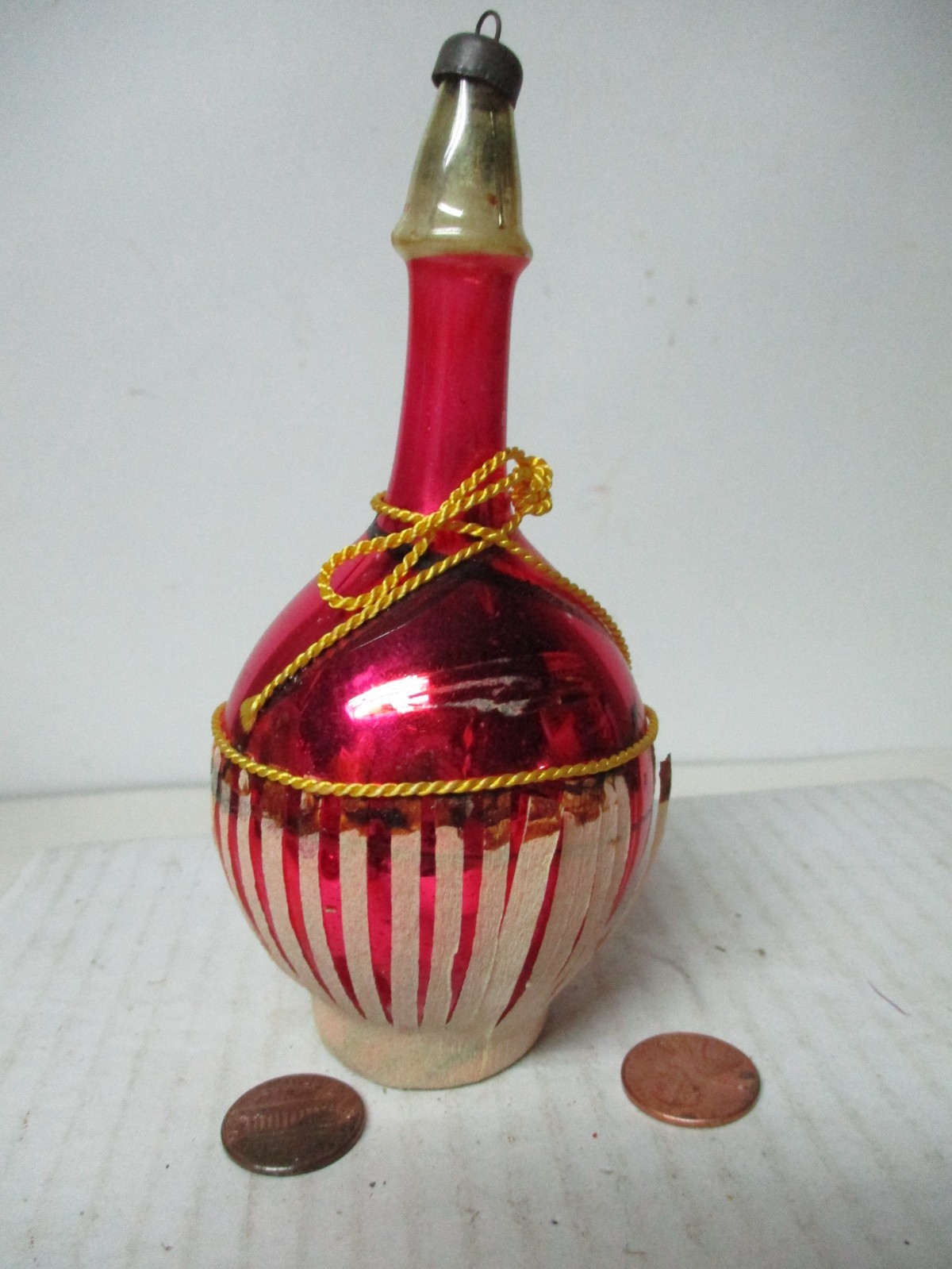 Old Vintage Glass Christmas Ornament - Chianti Wine Bottle