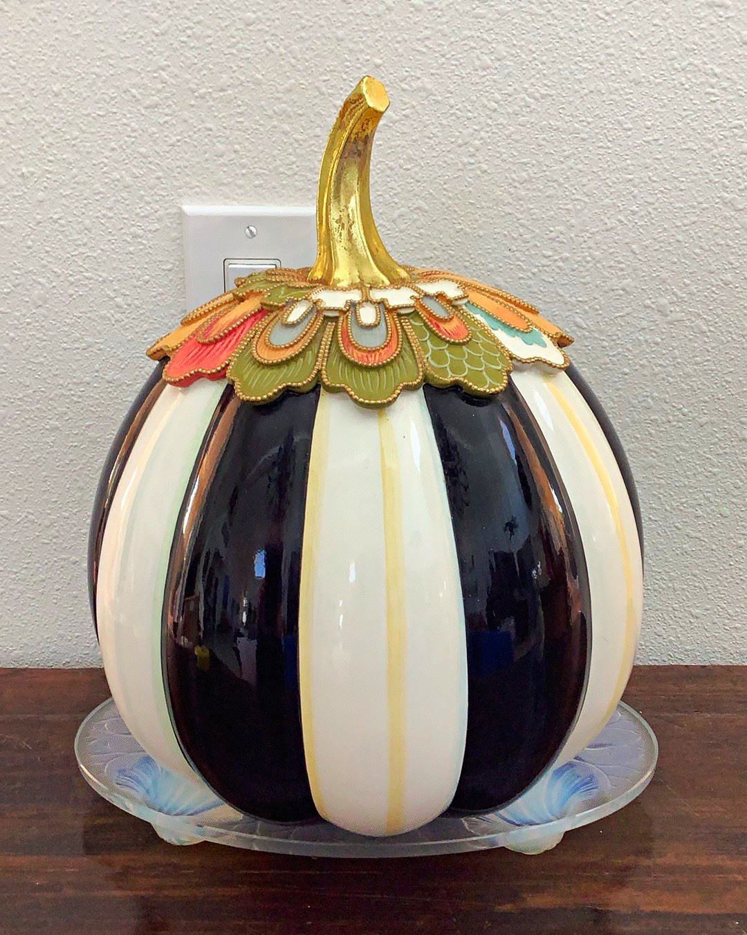 Mackenzie-Childs Rare Extra Large Striped Pumpkin