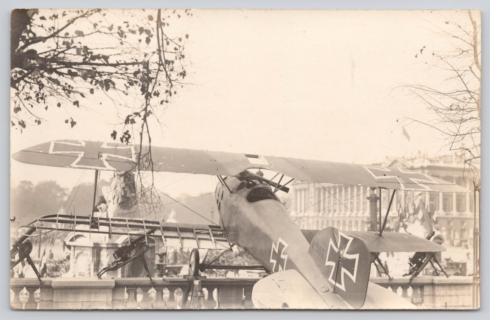 WWI RPPC Captured German Airplane Place de la Concorde Paris Postcard