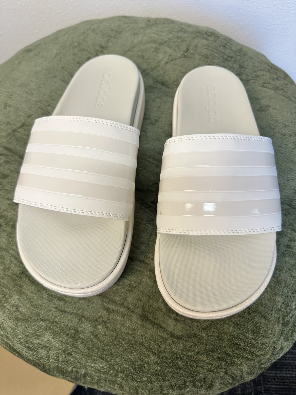 adidas Adilette Platform Slides Chalk White Women's Size 9