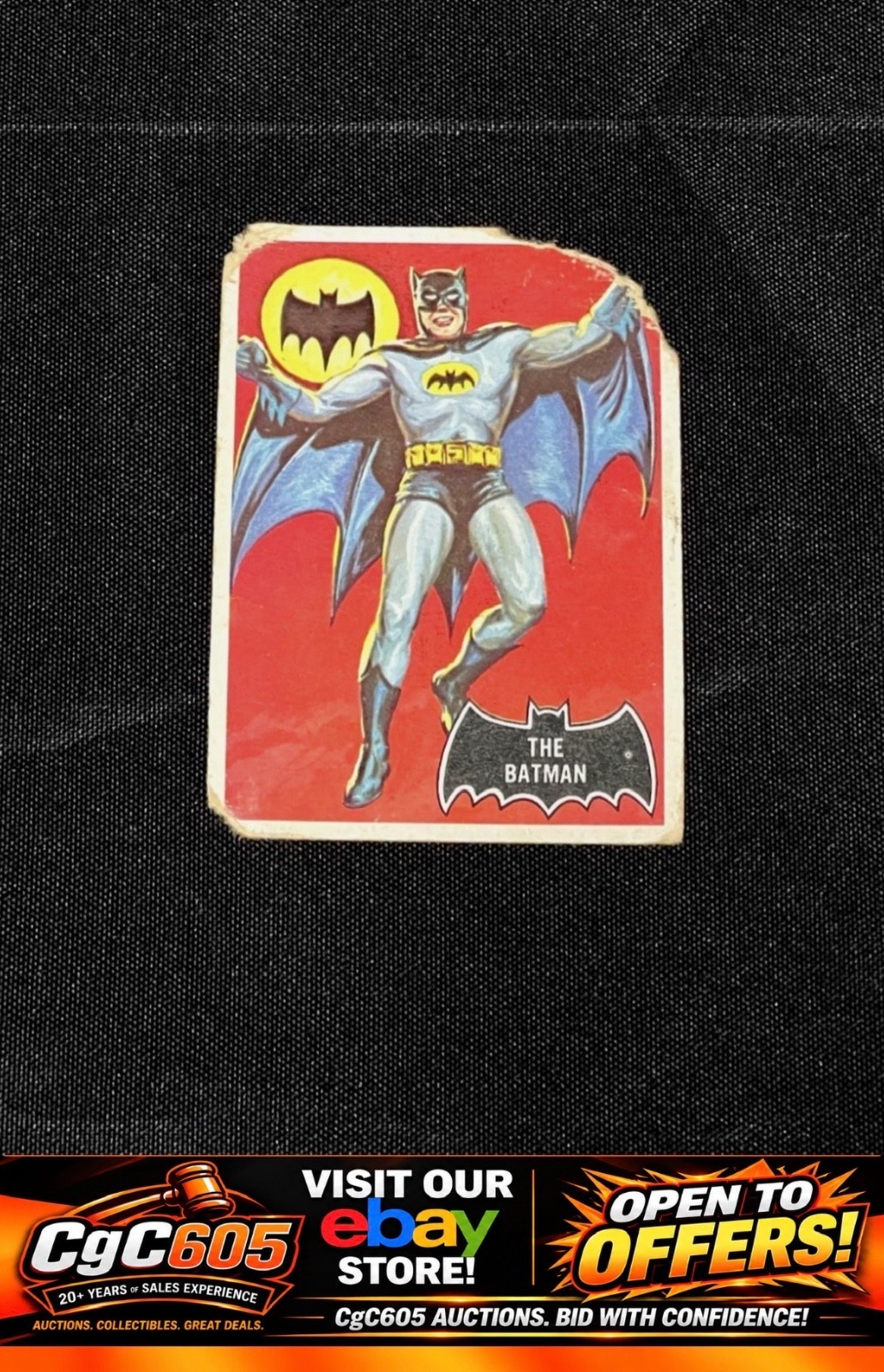 1966 Topps Black #1 Batman Rookie AUTHENTIC Vintage Comic DC Card *CgC605*