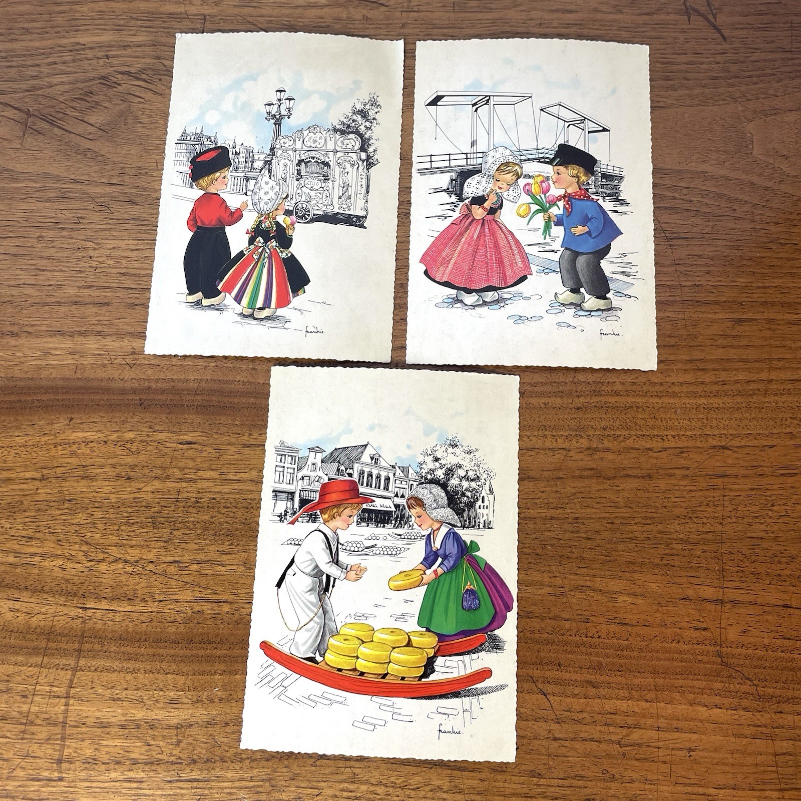 Vintage Dutch Children Postcards Lot of 3 Krüger Art by Frankie Netherlands 60’s