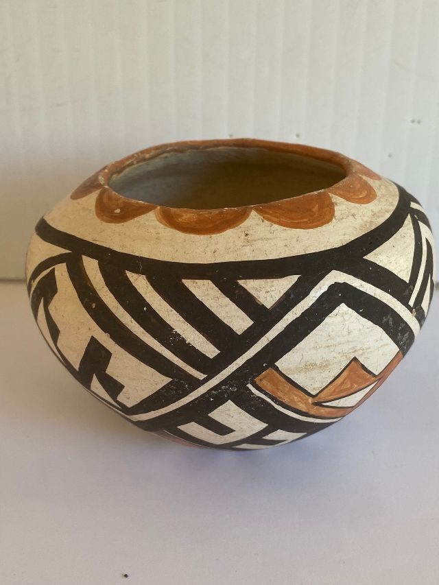 Antique Acoma Pueblo Pottery Bowl  Seed Pot Early 20th  3\
