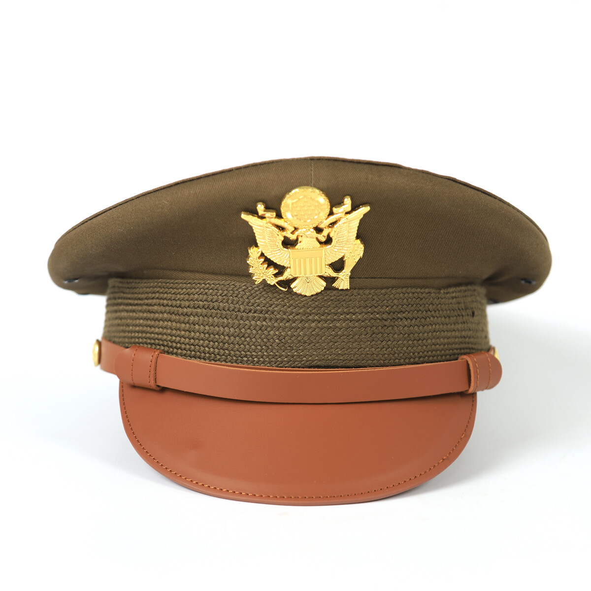 7 1/8 WW2 US Army Visor Hat Officer Cap With Eagle Badge WWII