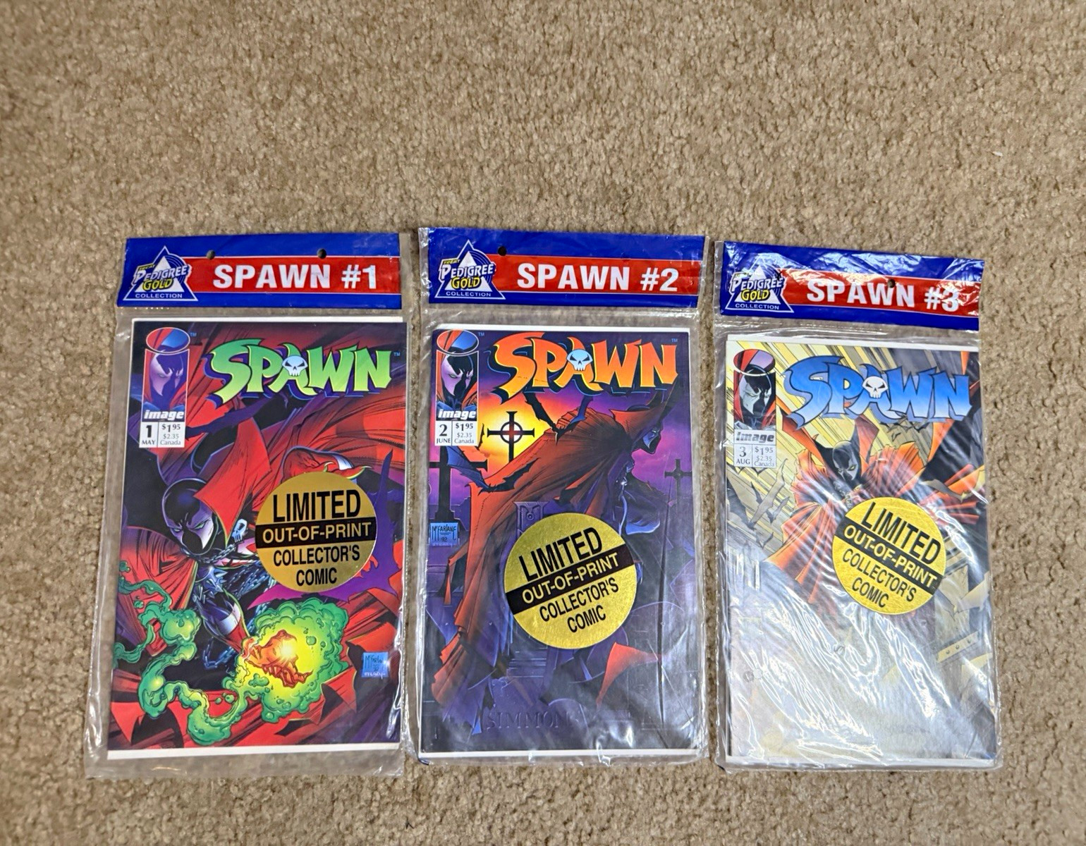 Spawn #1 #2 #3 1992 Pedigree Gold Collection SEALED Lot Todd McFarlane Image