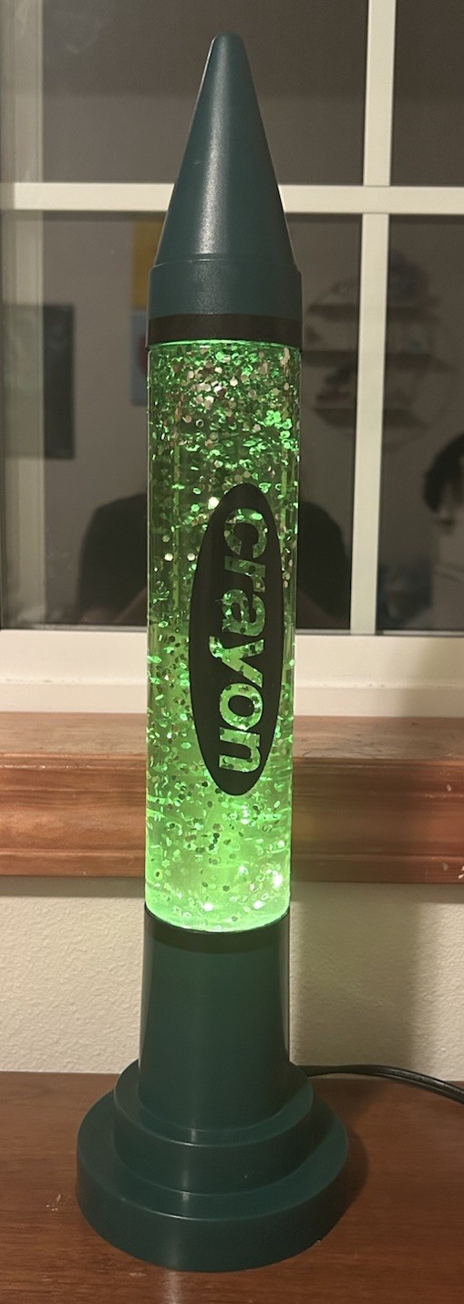 Vintage Green Crayola Crayon Lava Glitter Motion Lamp Light Works Perfect