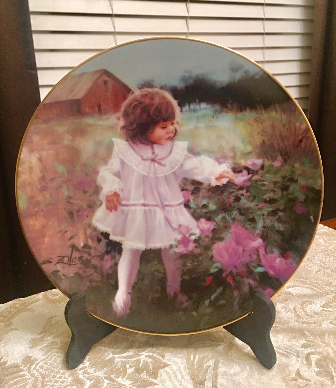 Beautiful Donald Zolan Ribbons and Roses Ten Year Commemorative Collector Plate