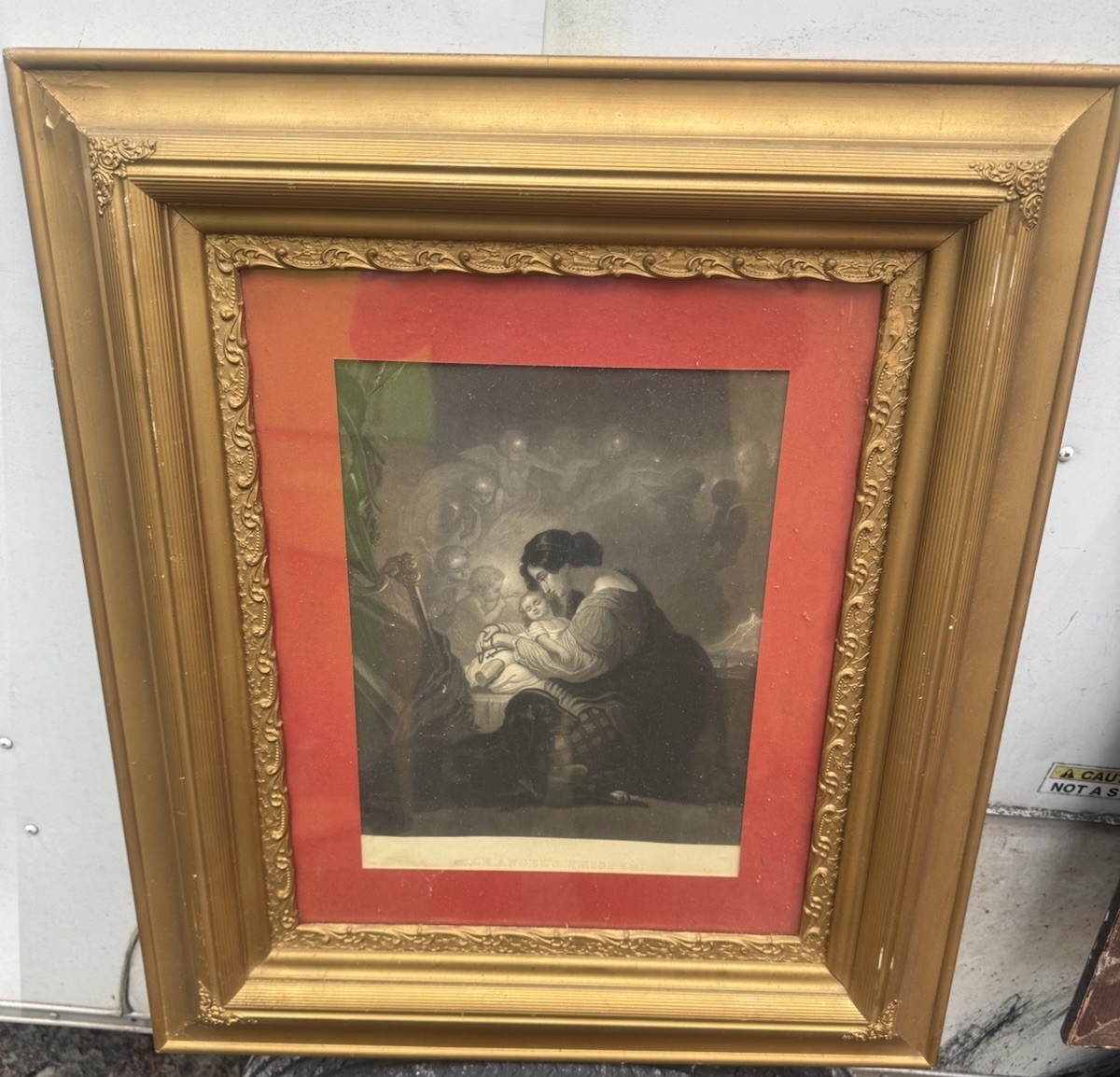 ATQ Victorian The Angel's Whisper Religious Print Bradley & Co Gold Frame