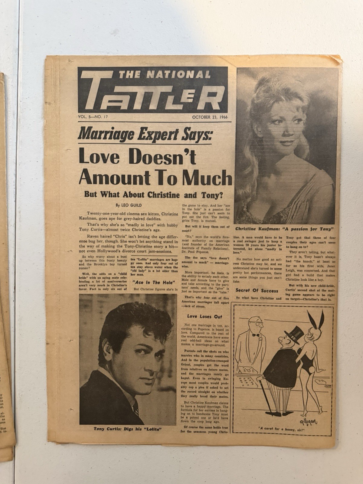 1966 Oct 23rd The National Tattler Newspaper, Christine Kaufman, T Curtis (VRN10