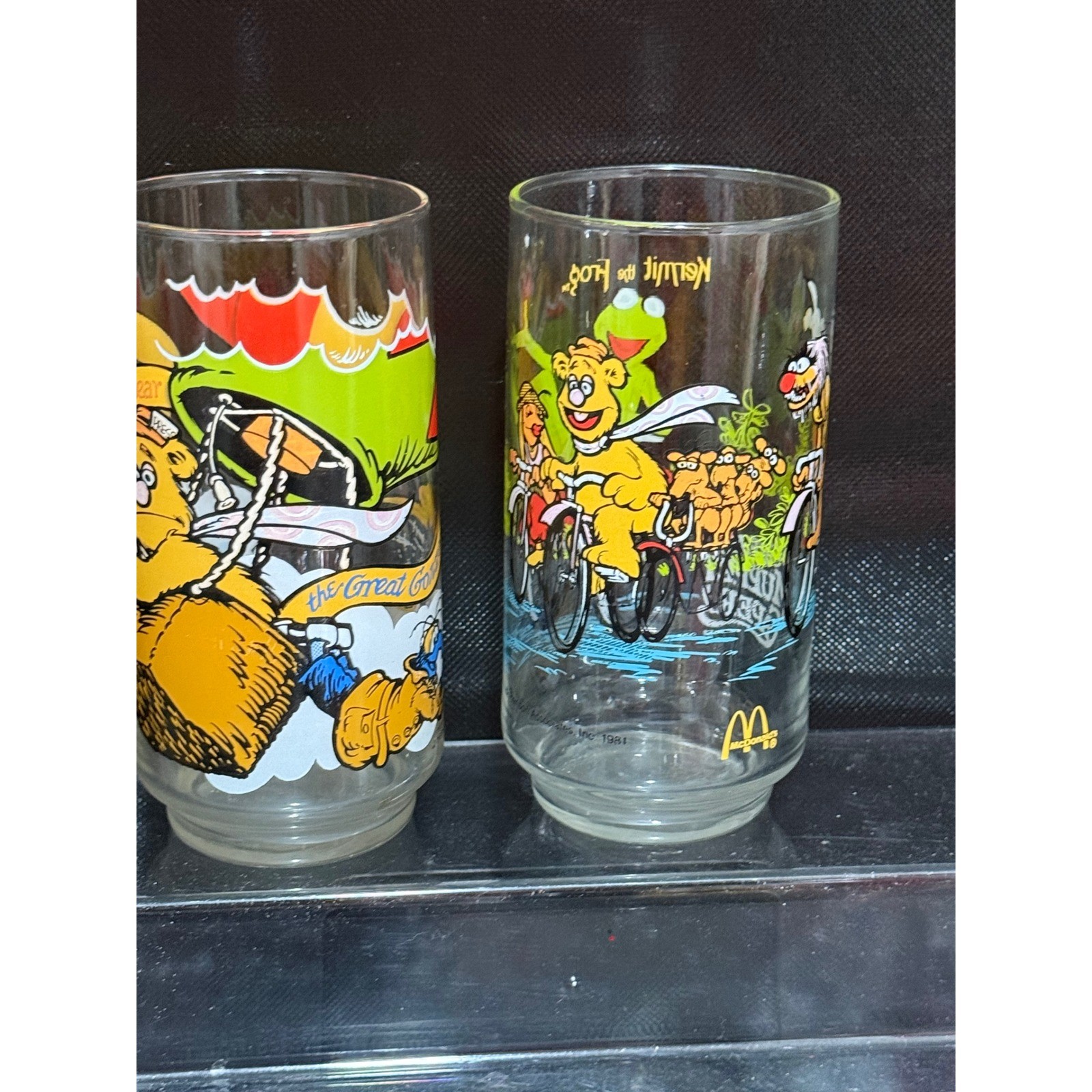 Vintage 1981 McDonald\'s The Great Muppet Caper Glasses Kermit Fozzie Set of 2