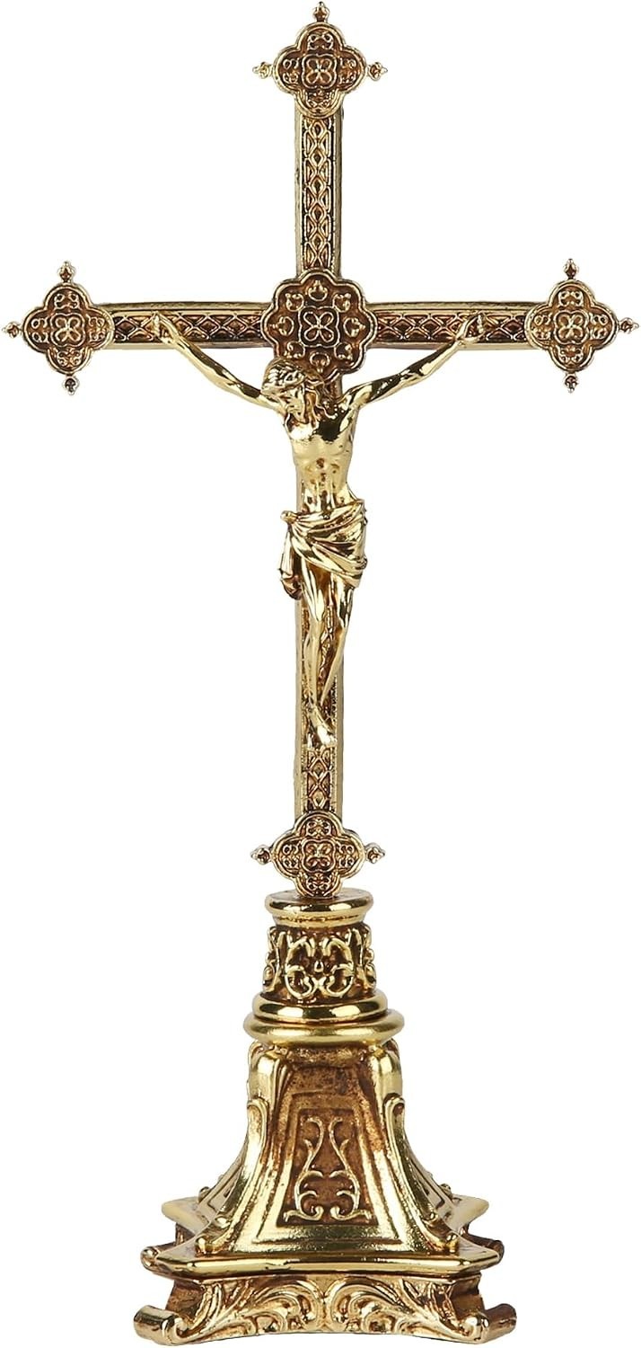 Catholic Metal Standing Crucifix, Jesus Christ Cross for Altar, Catholic W... Catholic Metal Standing Crucifix, Jesus Christ Cross for Altar, Catholic W...