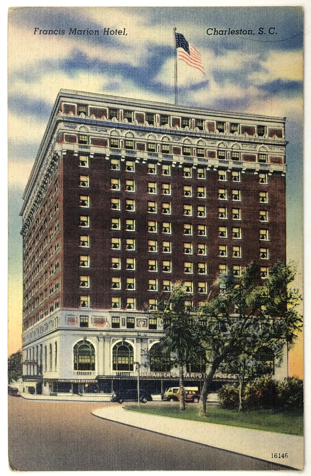 Francis Marion Hotel  Charleston South Carolina Linen Postcard SC