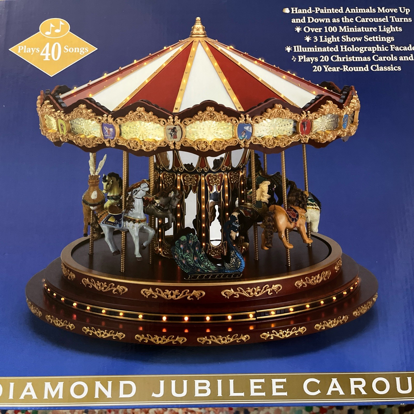 Mr. Christmas Diamond Jubilee Carousel LRG - 100 Lights 40 Songs NEW RARE -830
