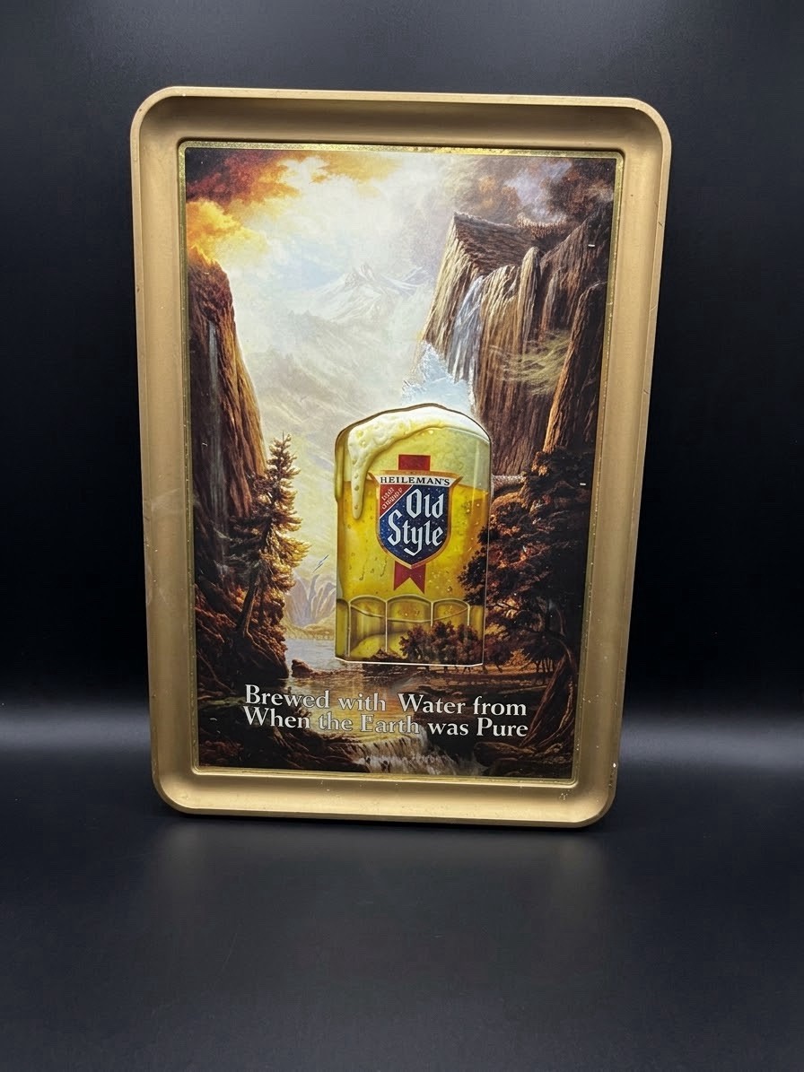 Vintage 1980's Heileman Old Style Beer Bar Sign 3D Waterfall Mug- No Light