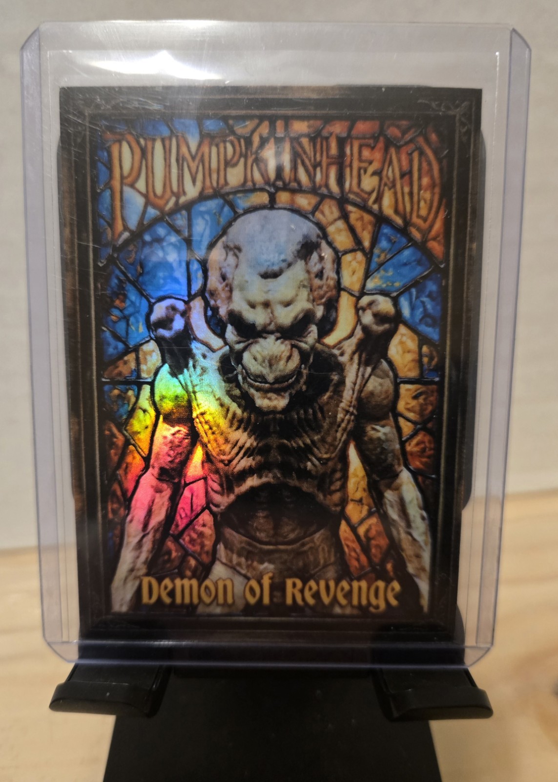 Custom Holo Pumpkinhead Demon of Revenge Stained Glass Fan Art Card ACEO