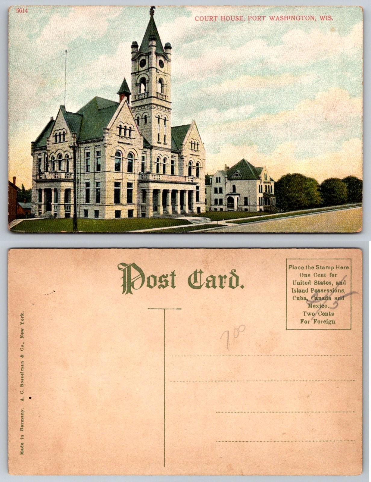 Standard Port Washington Wisconsin Court House Postcard