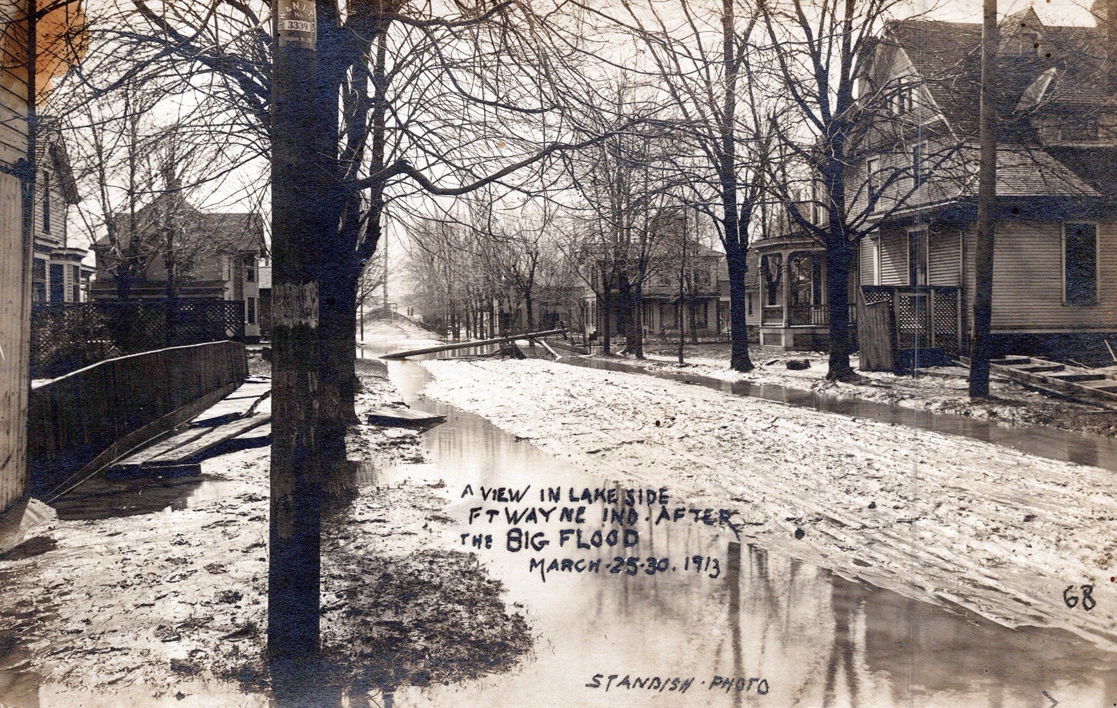 1913 Fort Wayne Indiana Flood Lakeside Standish Photo RPPC Postcard