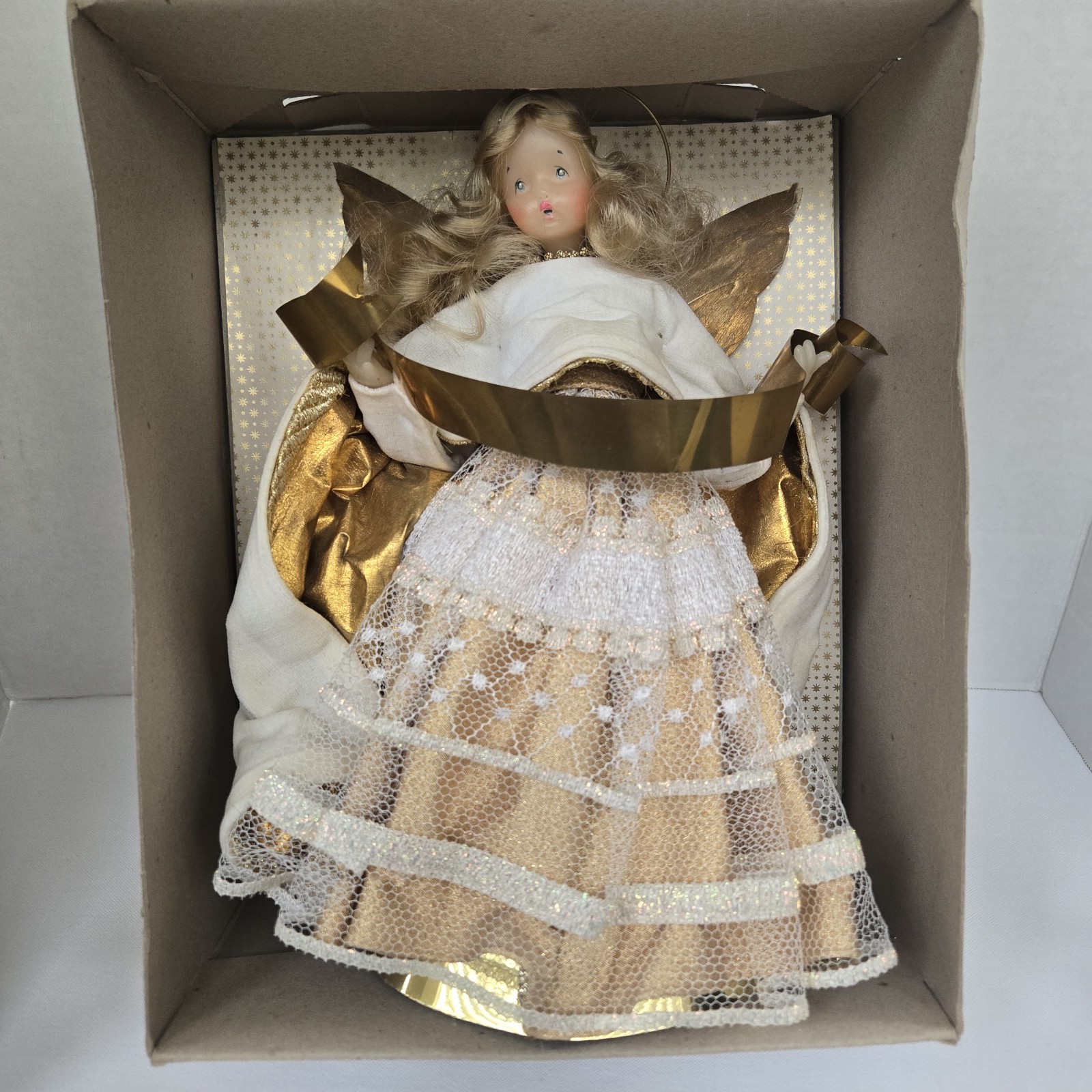 Vintage Pauline Leidel Spreen Wax Angel Tree Topper 10