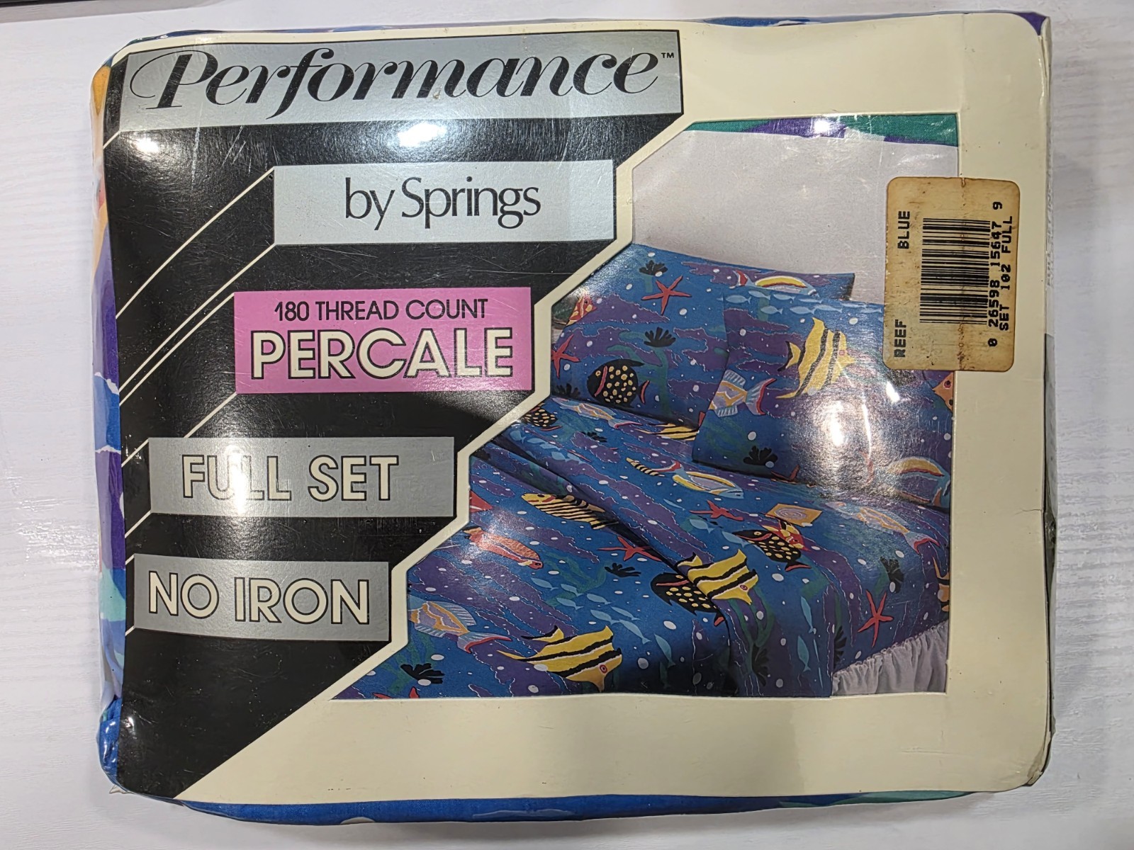 80's VTG SPRINGS Blue Reef Cheryl Johson Full Sheet Set Ocean Under Sea Fish NOS