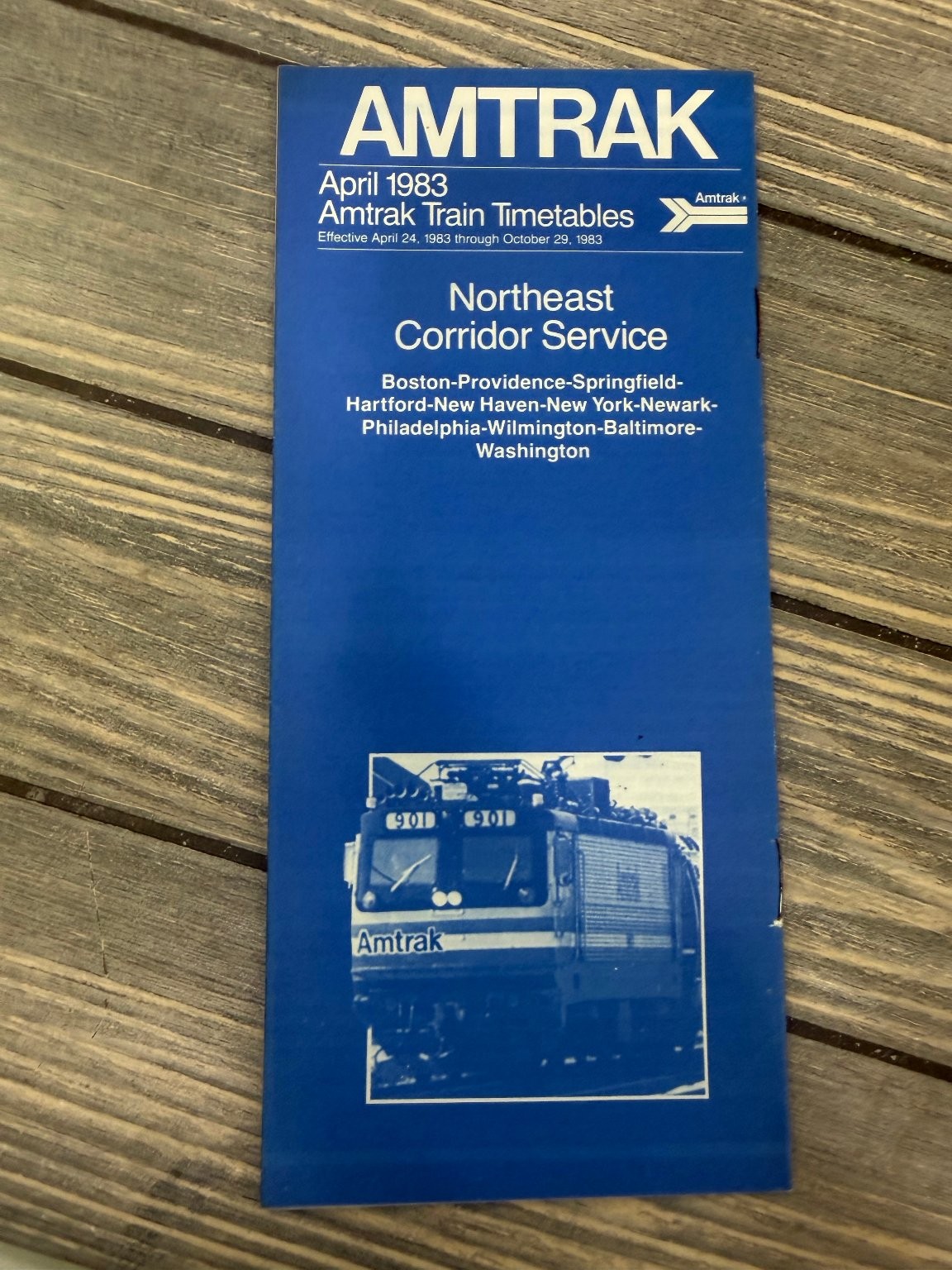 Amtrak Train Timetable April 1983 Northeast Corridor Service Railroadiana
