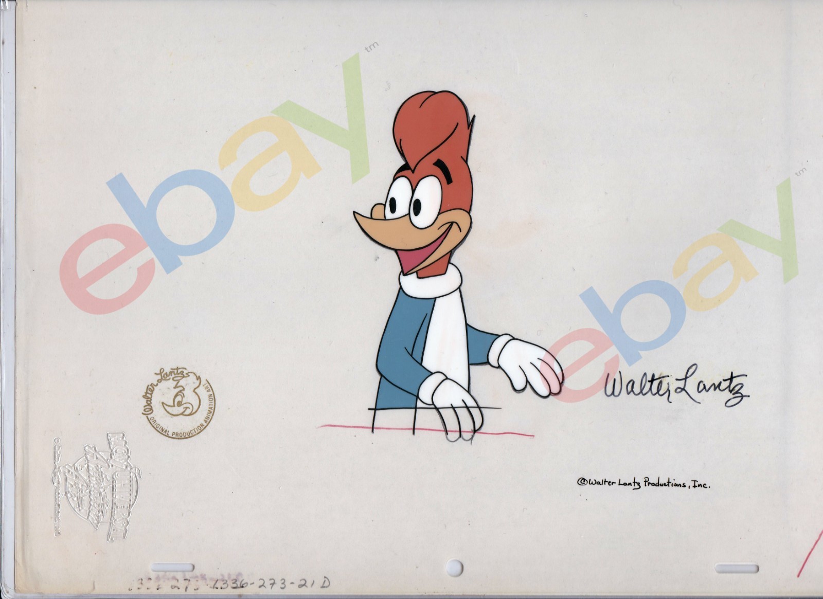 Woody Woodpecker Original Signed Production Cel By Walter Lantz with Seal & COA