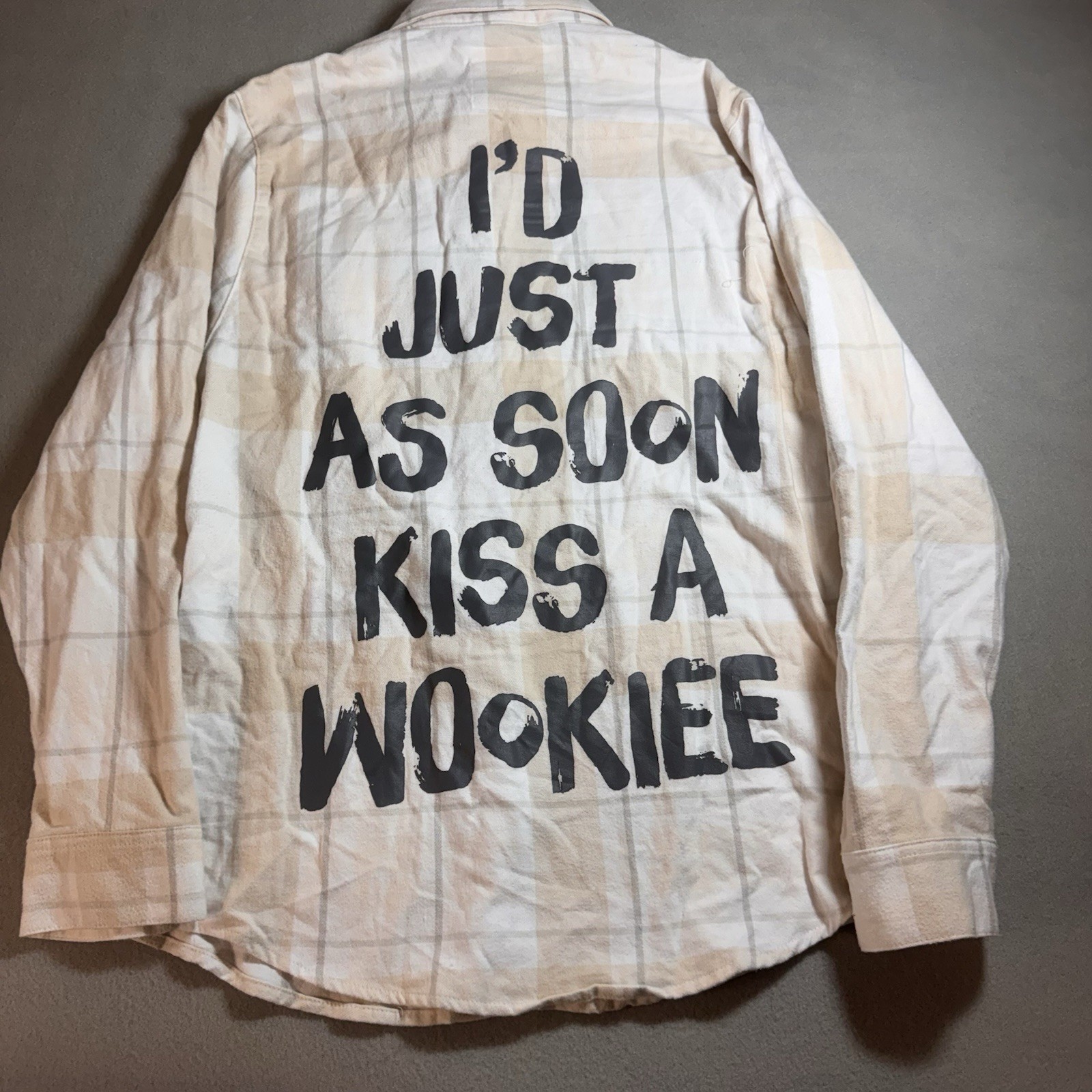 Cakeworthy Star Wars Princess Leia Plaid Shirt Kiss A Wookie L Cotton White Tan