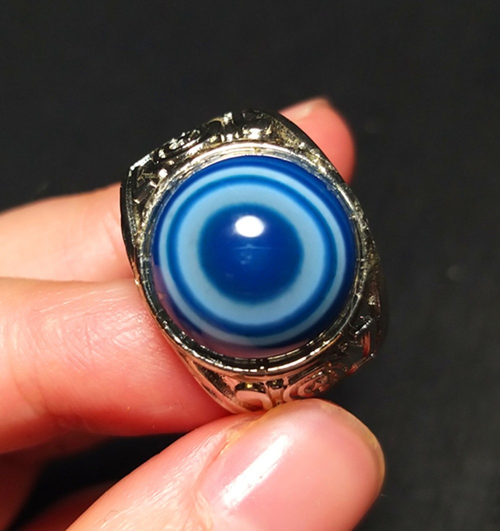 TOP 7G Beautiful Gobi Agate Eye Agate Ring Crystal Stone Healing D139