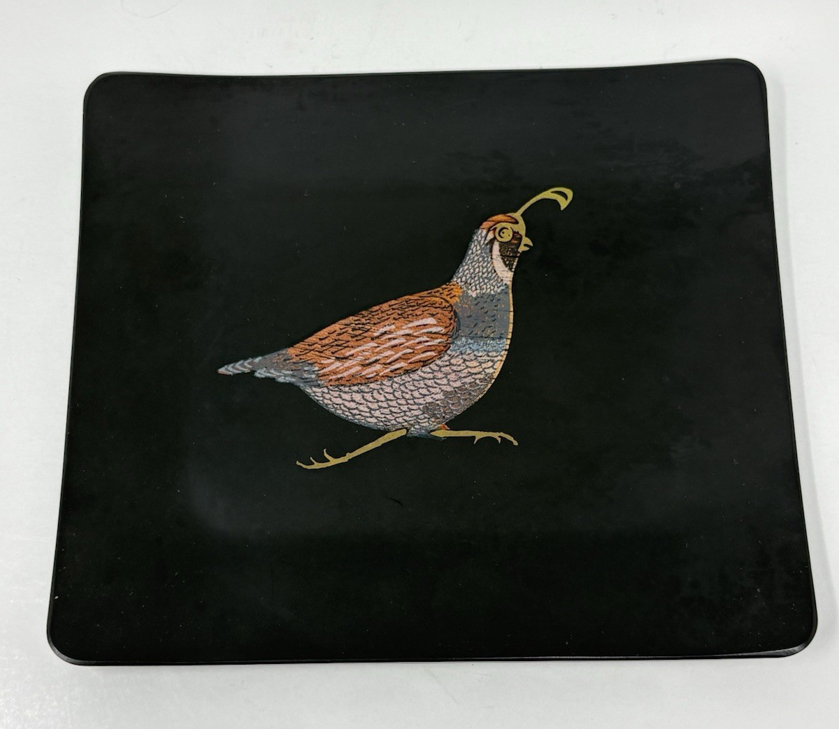 Vintage Couroc of Monterey Small Tidbit Tray Quail Appetizer Trinket 7