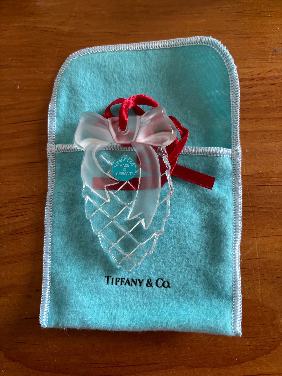 Vintage 1995 Retired Tiffany & Co. Crystal Pinecone Christmas Ornament