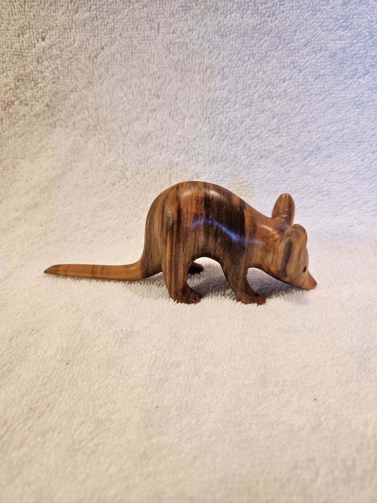Famous Cherokee Indian wood carver Dewey Owl carved wooden Opossum