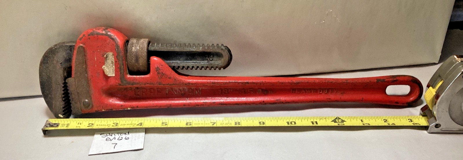 Vintage Craftsman  18” pipe wrench  450mm monkey wrench plumber tool