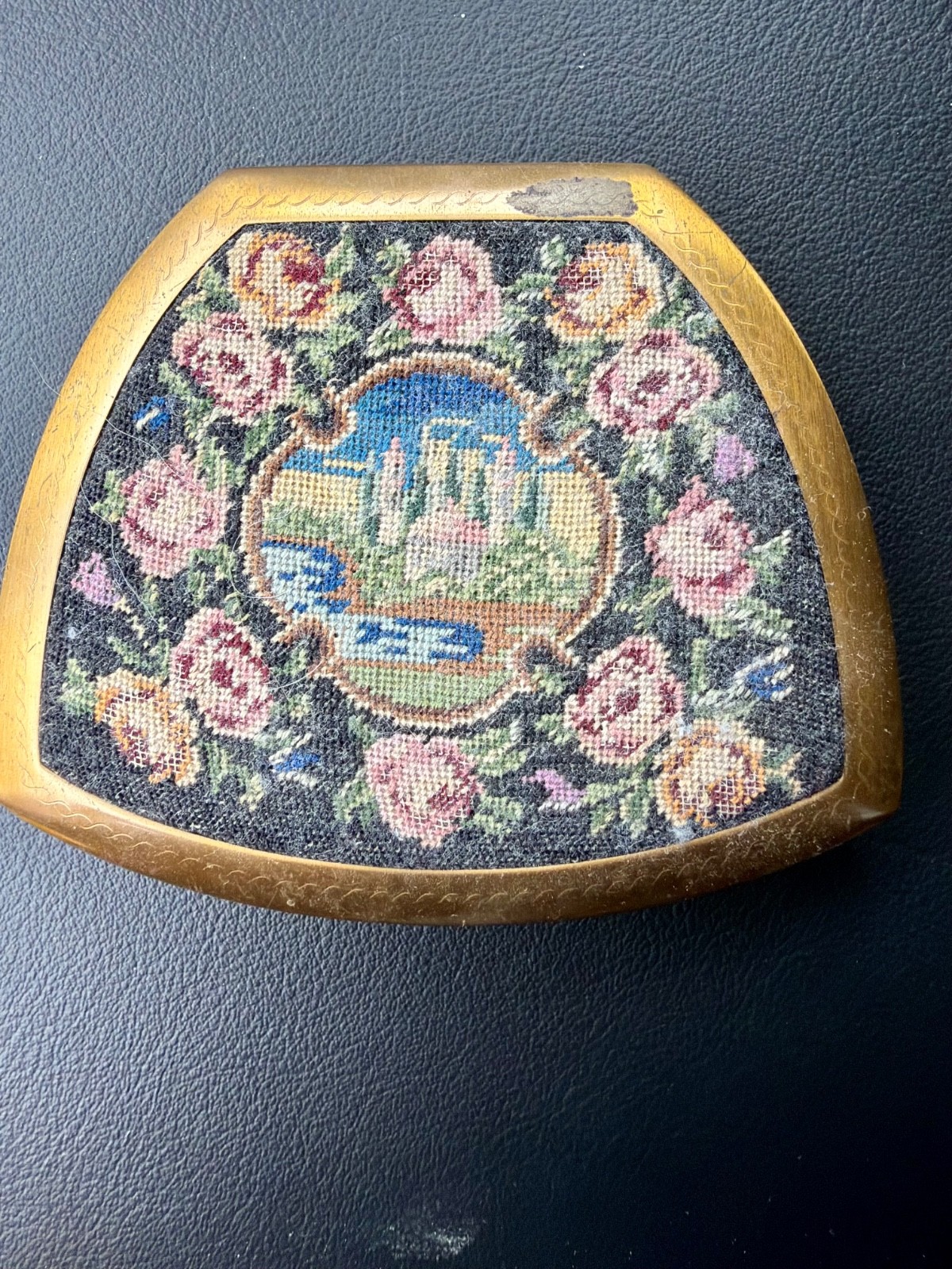 Authentic Vintage Elgin American Gold Tone Floral Makeup Compacts  1940's