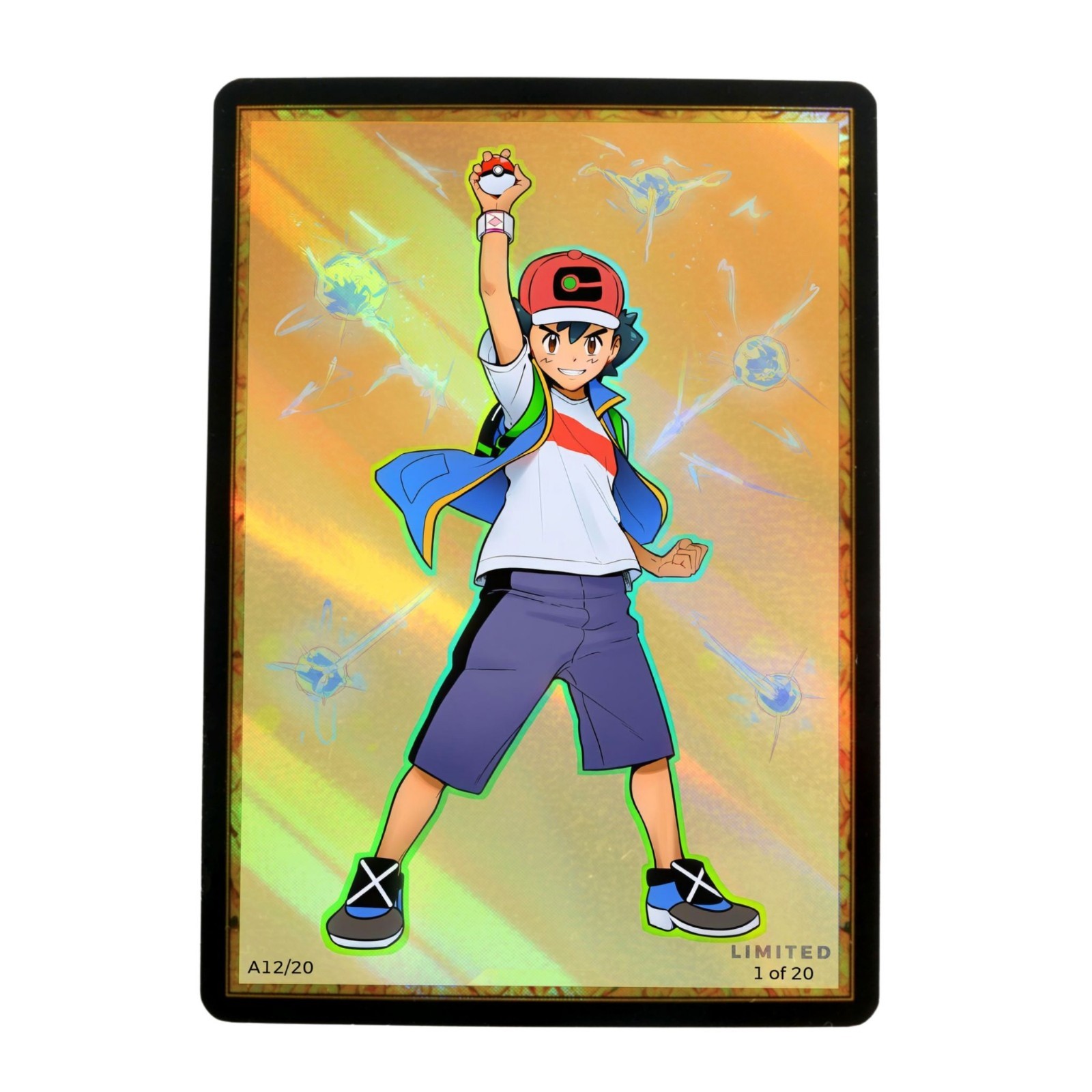 Pokemon Ash Ketchum Custom Art Card Holo Limited /20 PokeTrainerVerse