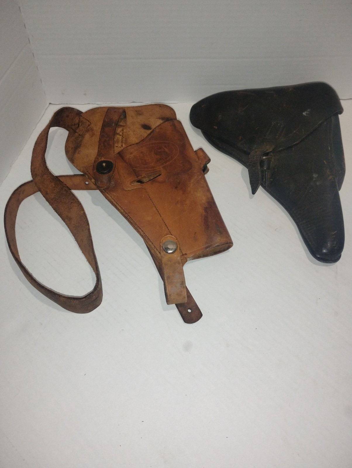 WWII US M3 Shoulder Holster & German Leather Holster Lot - Veteran Doctor Estate