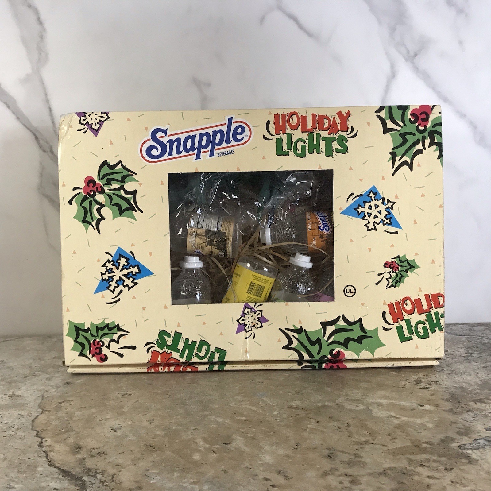 VINTAGE SNAPPLE BEVERAGES HOLIDAY STRING LIGHTS CIRCA 1995 UNUSED