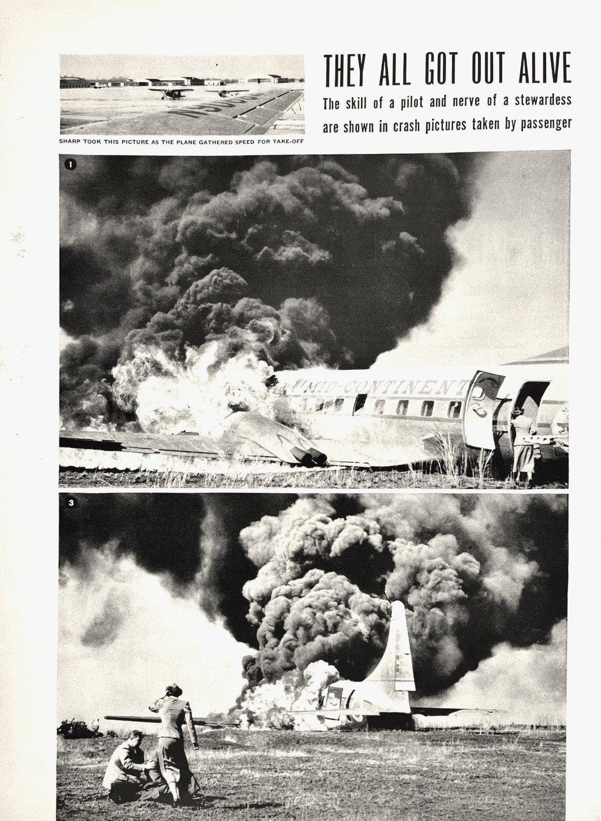 Plane Crash Mid-Continent Airlines Tulsa Braniff Airway Disaster Vtg Mag Article