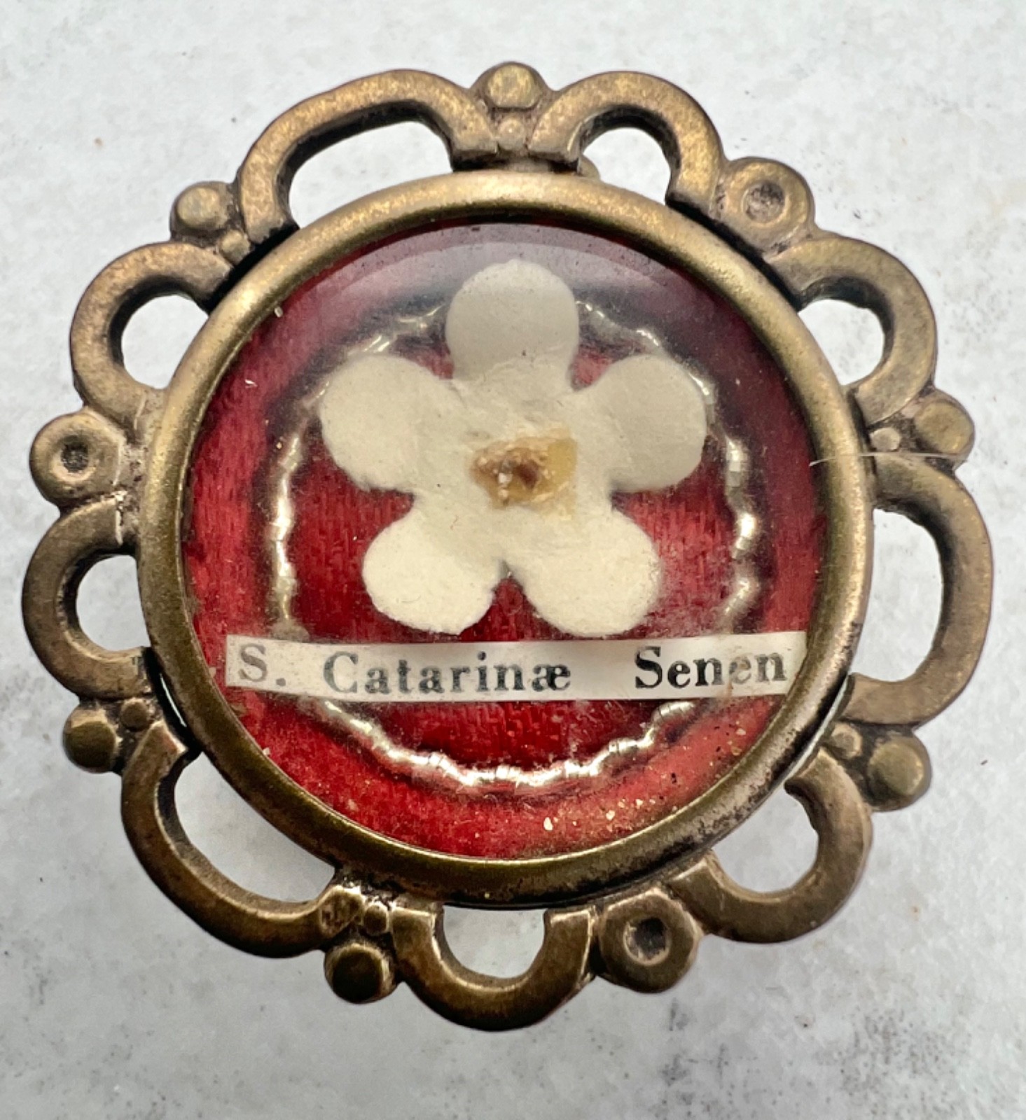 Saint St. Catherine of Siena Relic Theca Reliquary Capuchin Wax Seal Intact