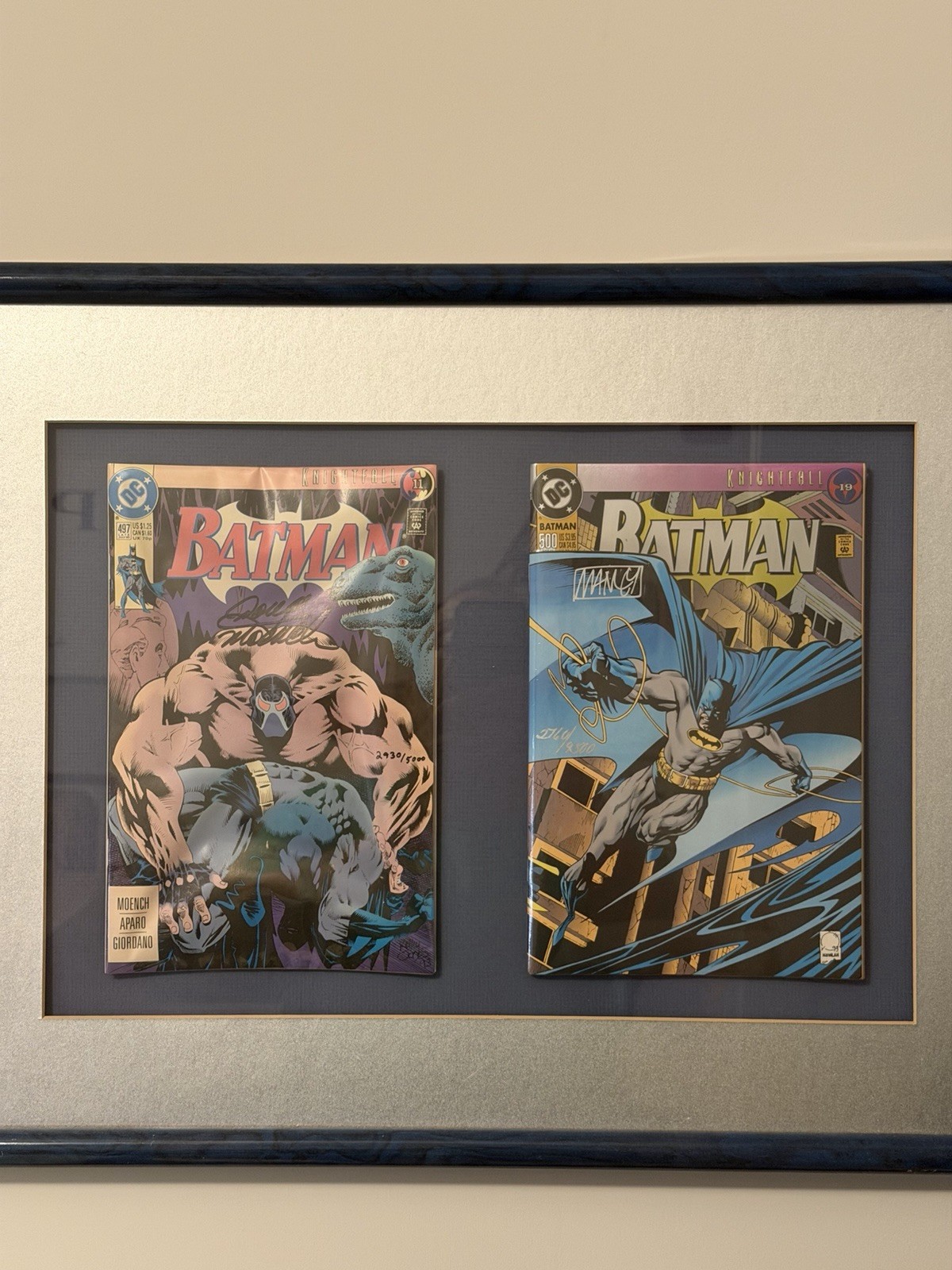 Batman #497 & #500 Signed Limited Edition Set COA Doug Moench Mike Manley Framed
