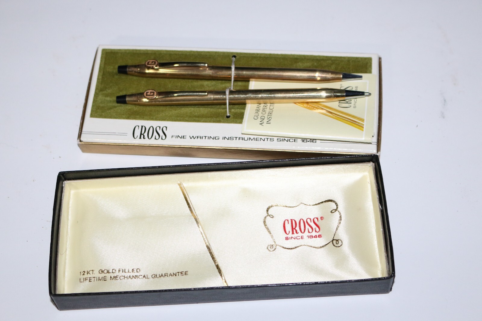 NOS Cross 6601, 12 KT. Gold Filled set ball pen pencil w/ monogram 