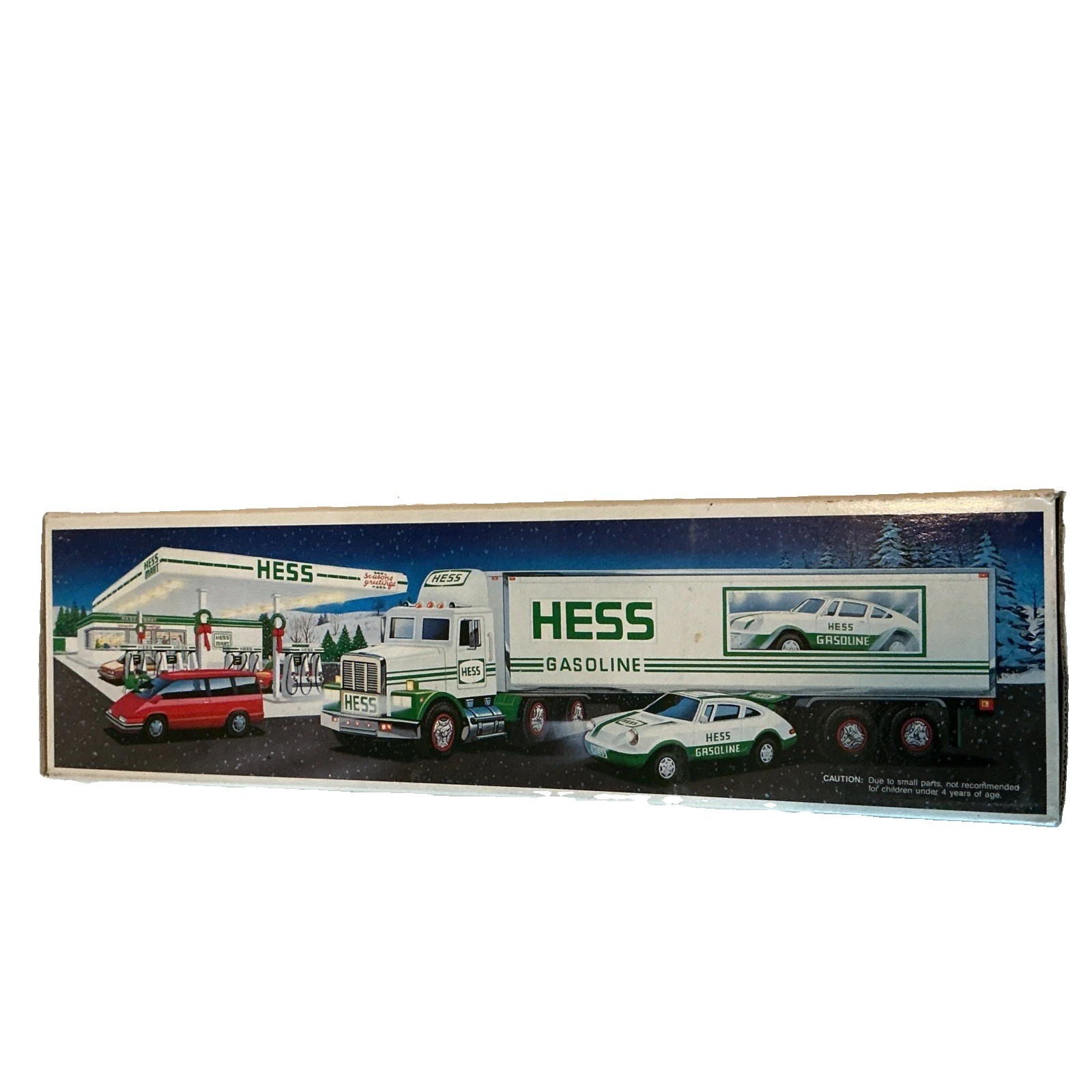 Hess 1997 Toy Truck & Racers Set in Box Gas & Oil Theme White/Green NIB 🔥