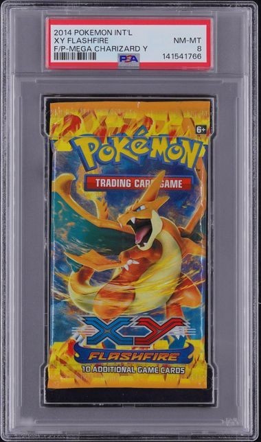 2014 POKEMON XY FLASHFIRE FOIL PACK MEGA CHARIZARD Y PSA 8