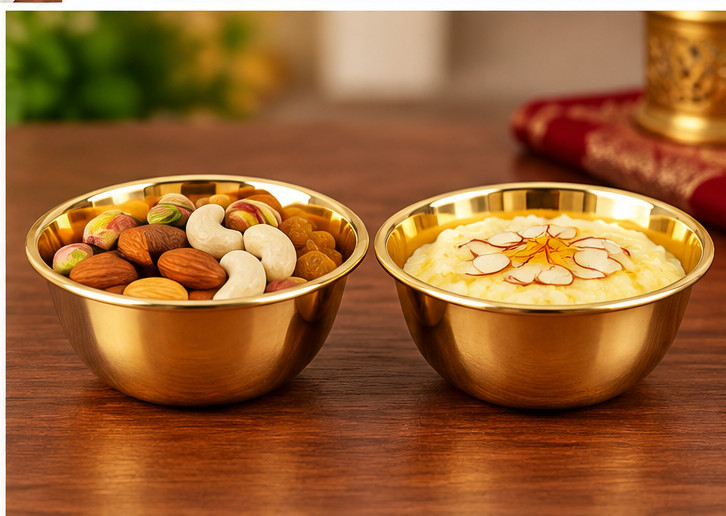 Pure Brass Bowl Set of 2 | Durable & Long Lasting, Easy to Clean
