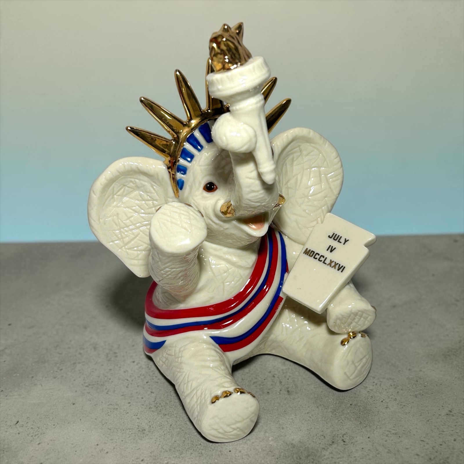 Lenox Lady Liberty 4th Of July Patriotic Elephant Figurine Republican GOP