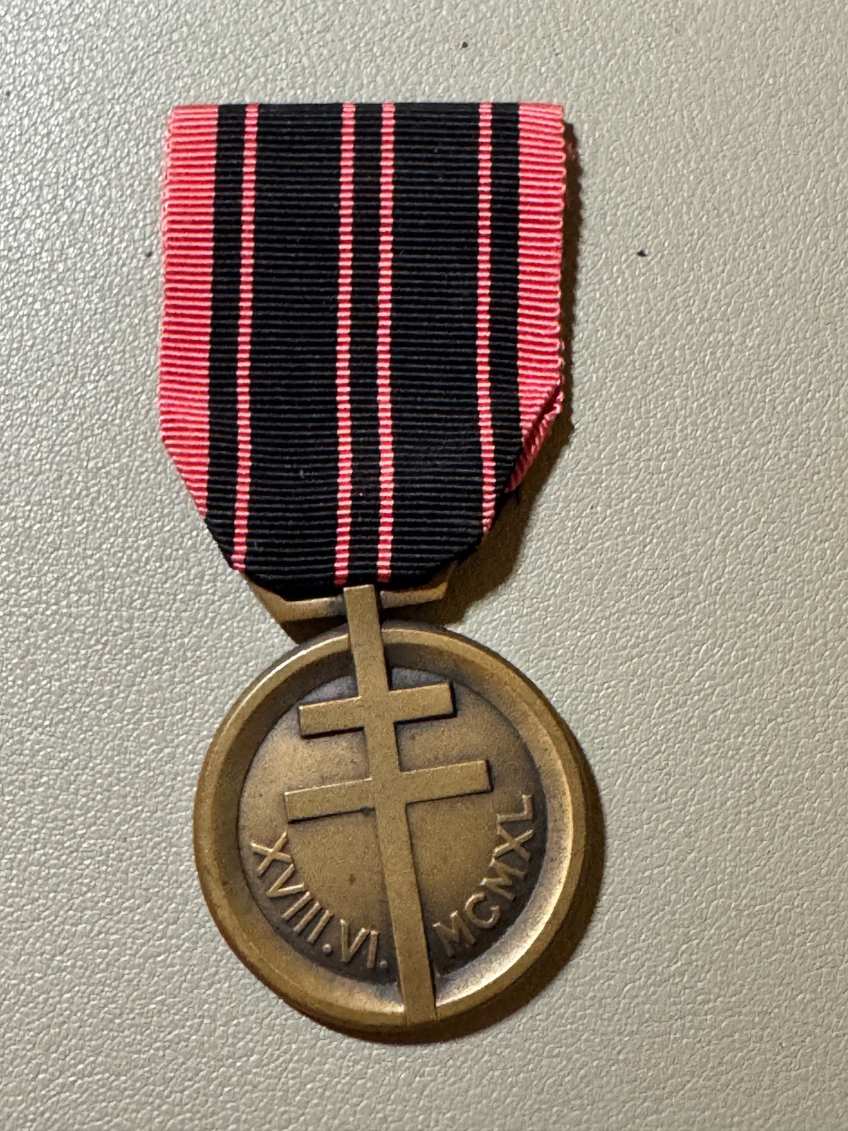 🇫🇷WWII French Resistance Medal–Cross of Lorraine,Original Ribbon