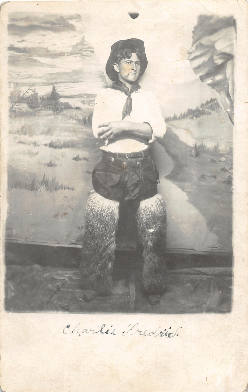 H12/ RPPC Postcard c1910 Cowboy Charlie Fredrick Smoking Cigarette 14