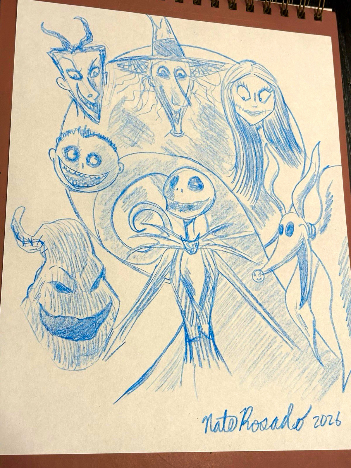 Nate Rosado original hand drawn Nightmare Before Christmas splash page 8.5x11