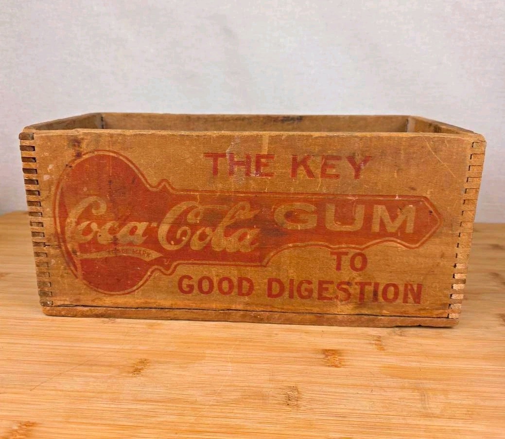 Antique 1911-1921 Coca-Cola Pepsin Gum Wood Crate Franklin-Caro Richmond VA