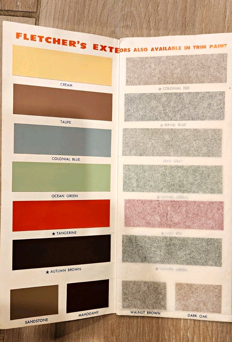 Vtg 1950s Fletchers Milford Paint Works NH Swatch Brochure Color Chart Tangerine