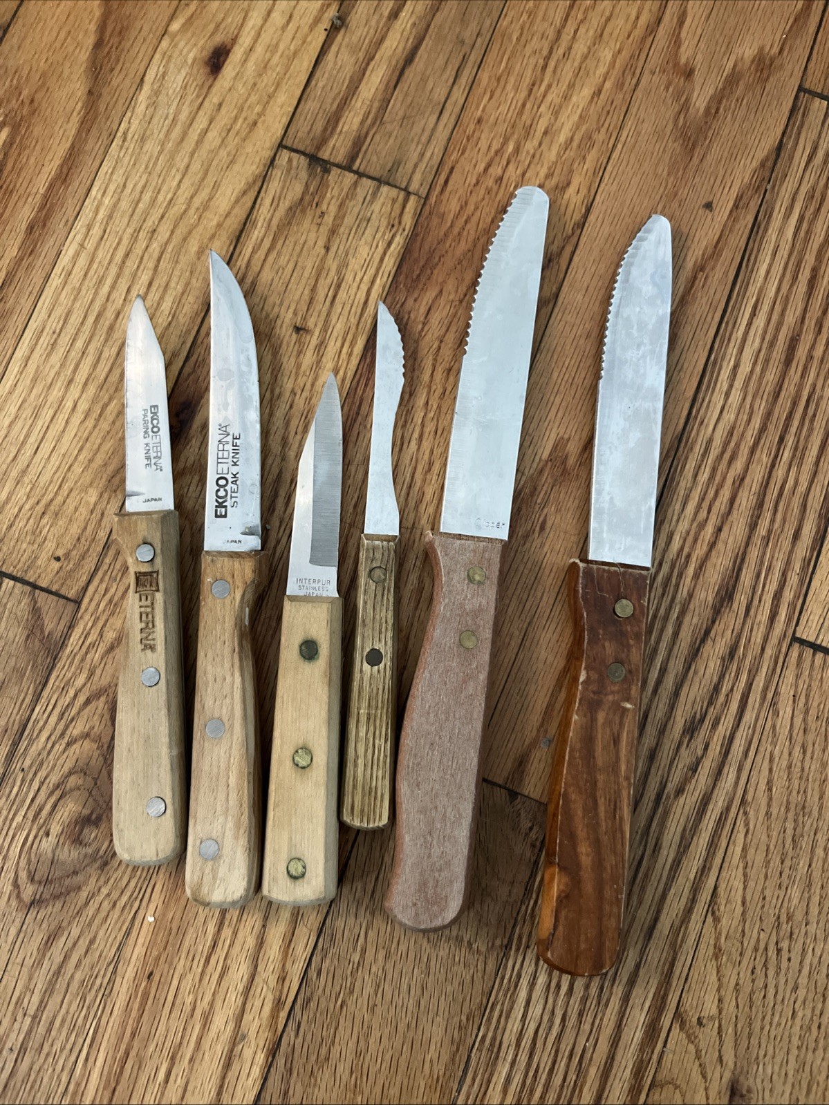 Vintage Ekco Eterna Stainless Steel Kitchen Knives Interpur Clipper SS Japan 6